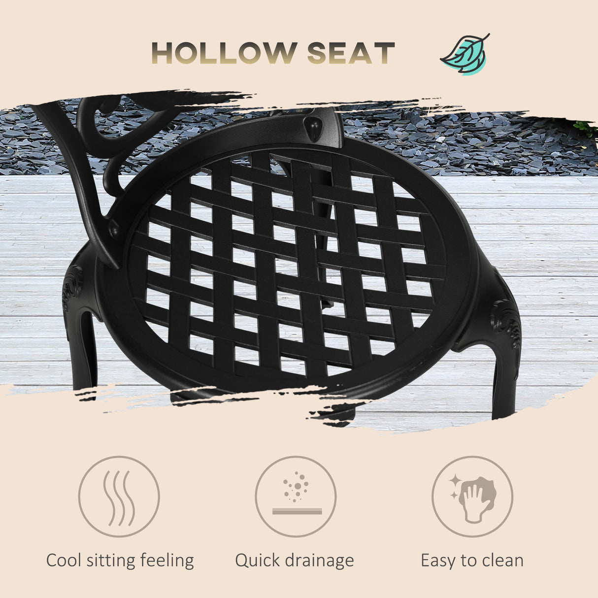 Aluminium 3 Pieces Garden Bistro Set With Parasol Hole - Velmora