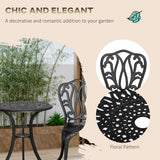Aluminium 3 Pieces Garden Bistro Set With Parasol Hole - Velmora