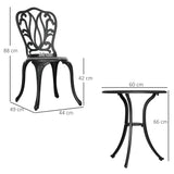 Aluminium 3 Pieces Garden Bistro Set With Parasol Hole - Velmora