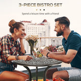Aluminium 3 Pieces Garden Bistro Set With Parasol Hole - Velmora