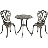 Aluminium 3 Pieces Garden Bistro Set With Parasol Hole - Velmora