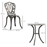Aluminium 3 Pieces Garden Bistro Set With Parasol Hole - Velmora