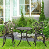 Aluminium 3 Pieces Garden Bistro Set With Parasol Hole - Velmora