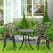 Aluminium 3 Pieces Garden Bistro Set With Parasol Hole - Velmora