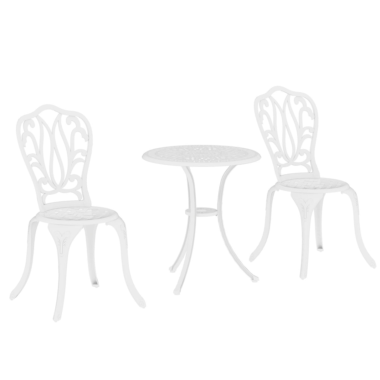 Aluminium 3 Pieces Garden Bistro Set With Parasol Hole - Velmora