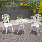 Aluminium 3 Pieces Garden Bistro Set With Parasol Hole - Velmora