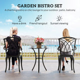 Aluminium 3 Pieces Round Garden Bistro Set With 2 Armchairs - Velmora