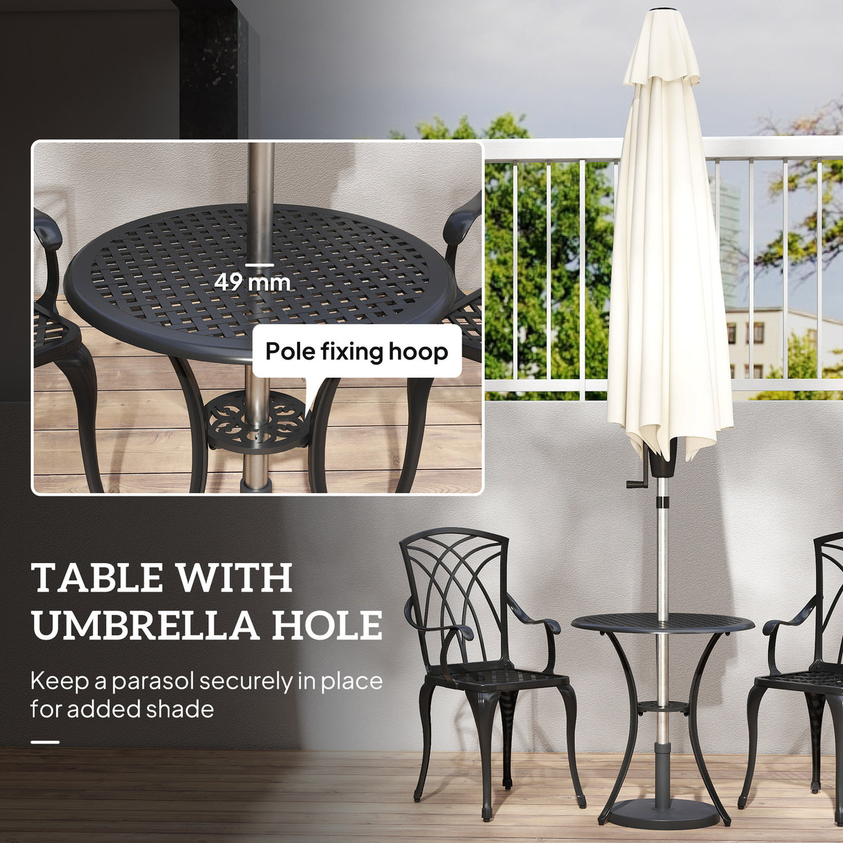Aluminium 3 Pieces Round Garden Bistro Set With 2 Armchairs - Velmora