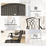 Aluminium 3 Pieces Round Garden Bistro Set With 2 Armchairs - Velmora