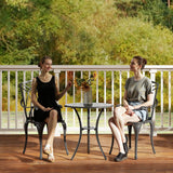 Aluminium 3 Pieces Round Garden Bistro Set With 2 Armchairs - Velmora