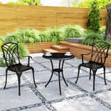 Aluminium 3 Pieces Round Garden Bistro Set With 2 Armchairs - Velmora