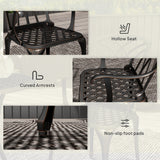 Aluminium 3 Pieces Round Garden Bistro Set With 2 Armchairs - Velmora