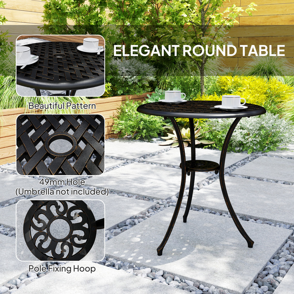 Aluminium 3 Pieces Round Garden Bistro Set With 2 Armchairs - Velmora