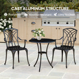 Aluminium 3 Pieces Round Garden Bistro Set With 2 Armchairs - Velmora