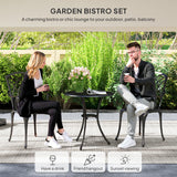 Aluminium 3 Pieces Round Garden Bistro Set With 2 Armchairs - Velmora