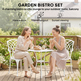 Aluminium 3 Pieces Round Garden Bistro Set With 2 Armchairs - Velmora