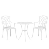 Aluminium 3 Pieces Round Garden Bistro Set With 2 Armchairs - Velmora