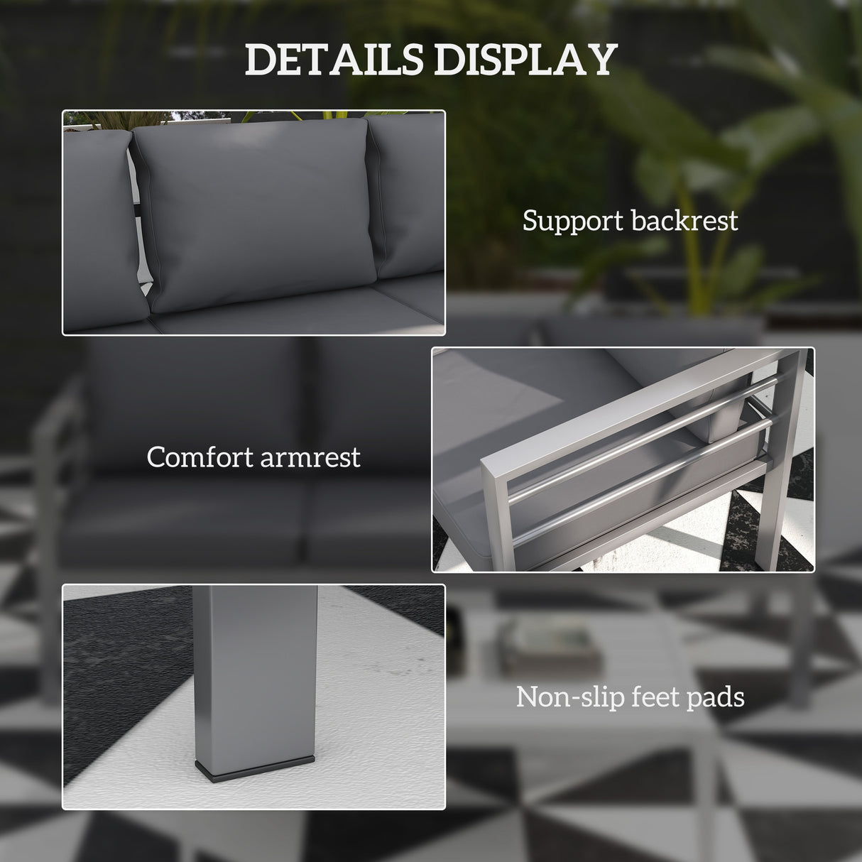 Aluminium 3 Seater Garden Bench With Cushions - Velmora