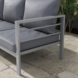 Aluminium 3 Seater Garden Bench With Cushions - Velmora