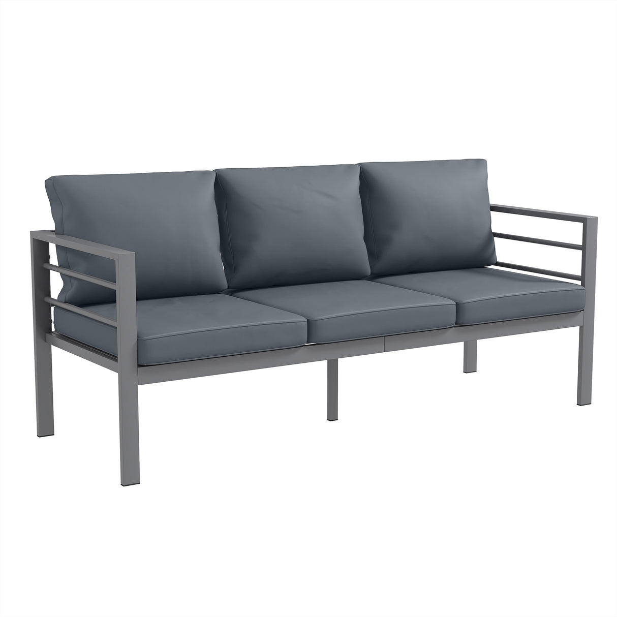 Aluminium 3 Seater Garden Bench With Cushions - Velmora