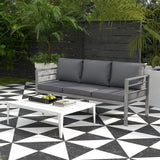Aluminium 3 Seater Garden Bench With Cushions - Velmora