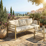 Aluminium 3 Seater Garden Bench With Cushions - Velmora