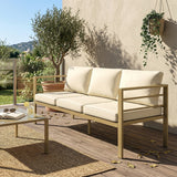 Aluminium 3 Seater Garden Bench With Cushions - Velmora