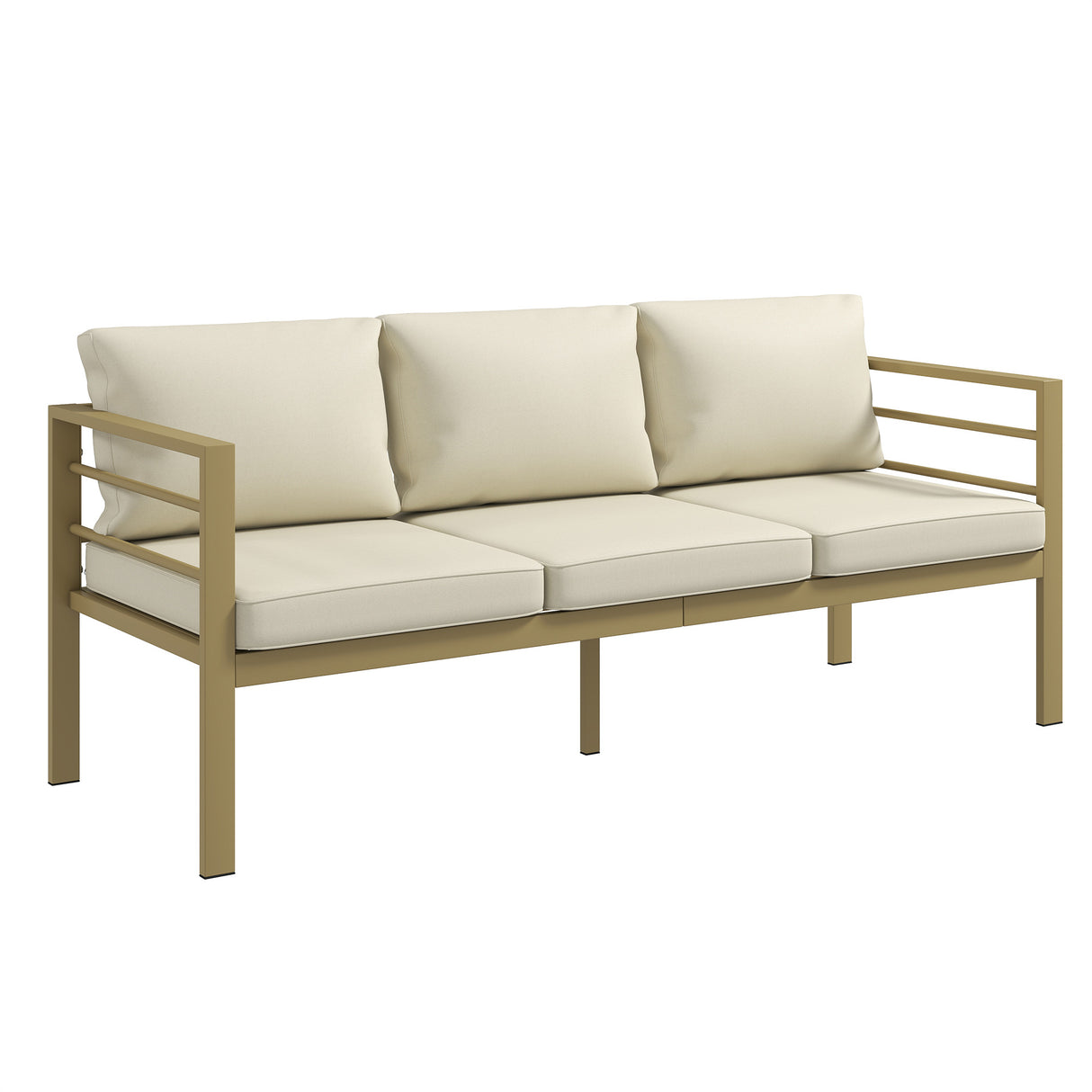 Aluminium 3 Seater Garden Bench With Cushions - Velmora