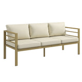 Aluminium 3 Seater Garden Bench With Cushions - Velmora