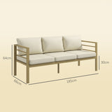 Aluminium 3 Seater Garden Bench With Cushions - Velmora