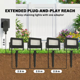 Aluminium 32W LED RGB Floodlights Linkable in Pack of 4 With Remote Control - Velmora
