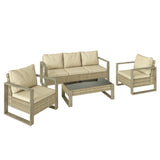 Aluminium 4 Pieces Garden Sofa Set With 3 Seater Sofa and Armchairs - Velmora