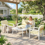Aluminium 4 Seater Garden Sofa Set With 2 Armchairs And Coffee Table - Velmora