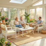 Aluminium 4 Seater Garden Sofa Set With 2 Armchairs And Coffee Table - Velmora