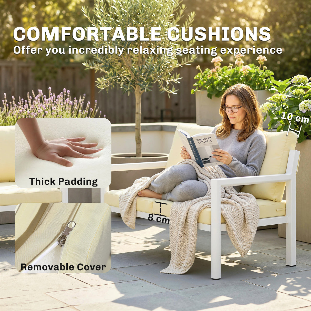 Aluminium 4 Seater Garden Sofa Set With 2 Armchairs And Coffee Table - Velmora
