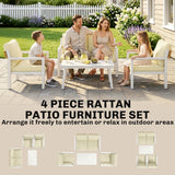 Aluminium 4 Seater Garden Sofa Set With 2 Armchairs And Coffee Table - Velmora