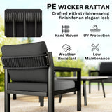 Aluminium 4 Seater Garden Sofa Set With 2 Armchairs And Coffee Table - Velmora