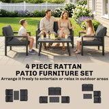 Aluminium 4 Seater Garden Sofa Set With 2 Armchairs And Coffee Table - Velmora