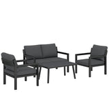 Aluminium 4 Seater Garden Sofa Set With 2 Armchairs And Coffee Table - Velmora