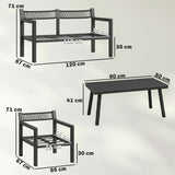 Aluminium 4 Seater Garden Sofa Set With 2 Armchairs And Coffee Table - Velmora