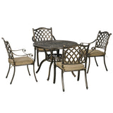 Aluminium 4 Seater Round Garden Dining Set With Cushions - Velmora