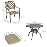 Aluminium 4 Seater Round Garden Dining Set With Cushions - Velmora