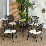Aluminium 4 Seater Round Garden Dining Set With Cushions - Velmora