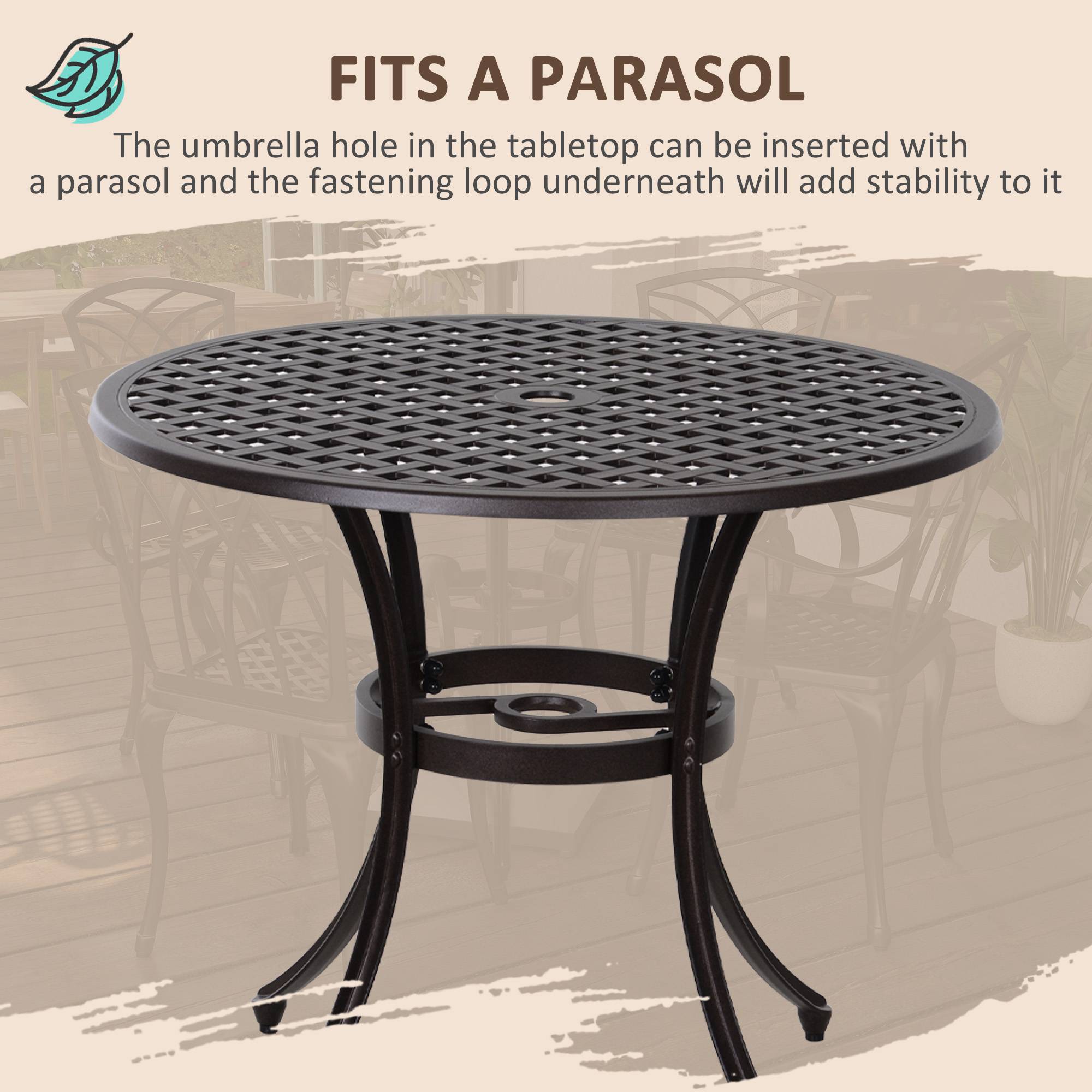 Aluminium 5 Pieces Round Garden Dining Set for 4 People - Velmora