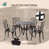 Aluminium 5 Pieces Round Garden Dining Set for 4 People - Velmora