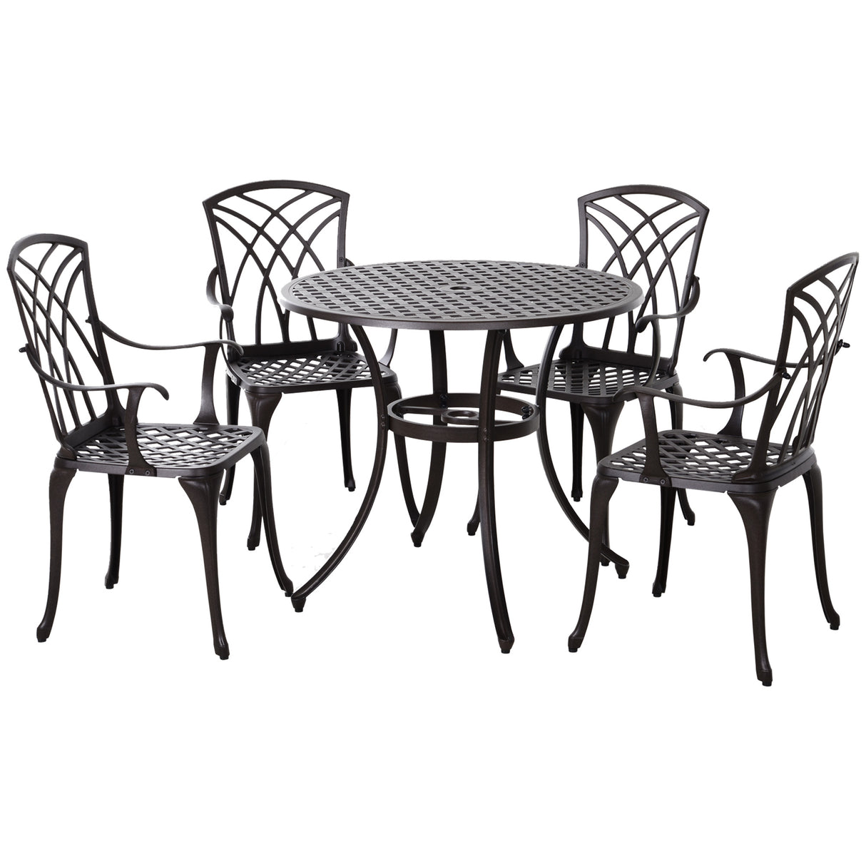 Aluminium 5 Pieces Round Garden Dining Set for 4 People - Velmora