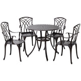 Aluminium 5 Pieces Round Garden Dining Set for 4 People - Velmora