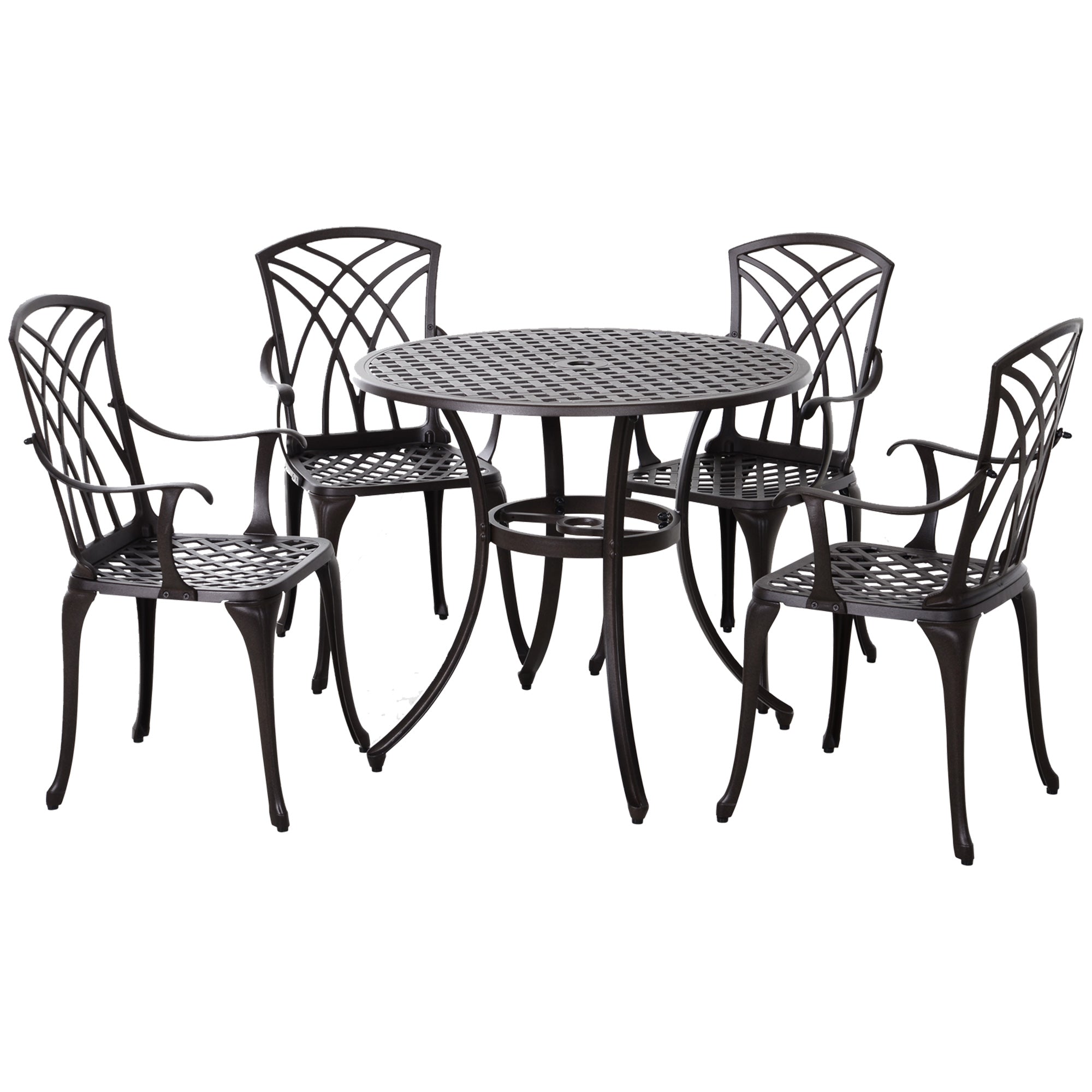Aluminium 5 Pieces Round Garden Dining Set for 4 People - Velmora