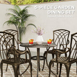 Aluminium 5 Pieces Round Garden Dining Set for 4 People - Velmora