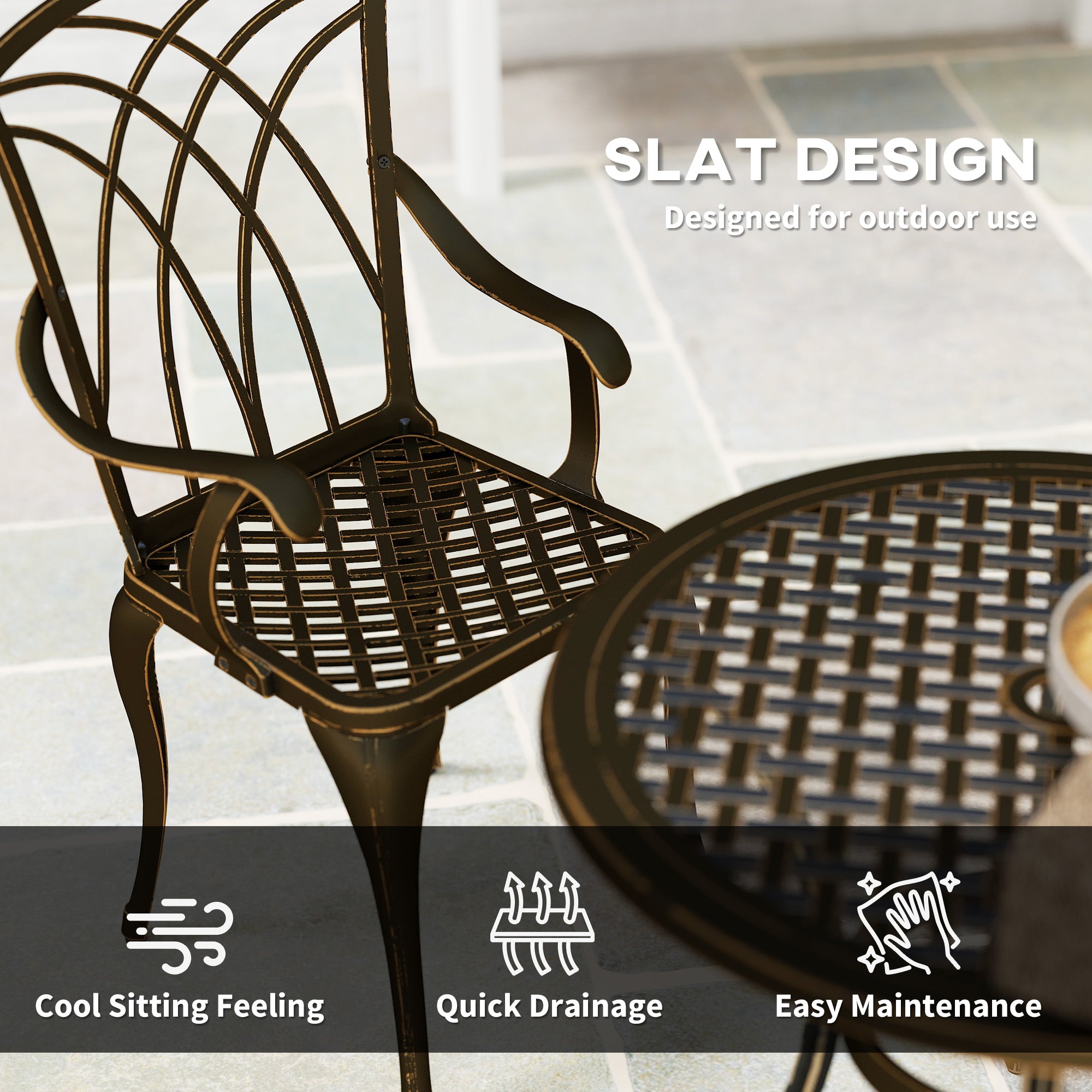 Aluminium 5 Pieces Round Garden Dining Set for 4 People - Velmora